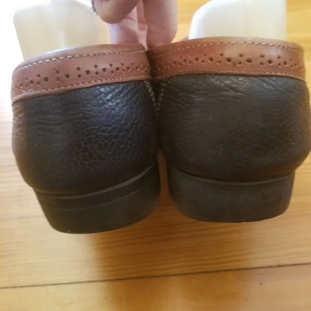 Bass Weejuns 9.5D Two Tone‎ Black Brown Leather Shoes Loafers Tassels MICHAEL